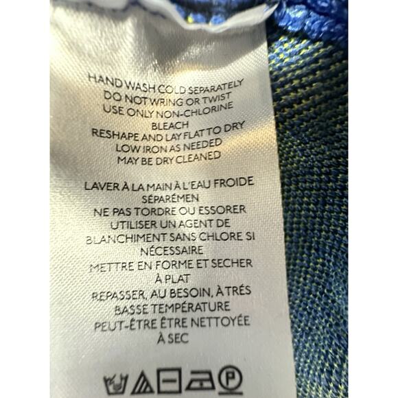 Urban Outfitters Mens Size M Floral Knit Short Sleeve Button Down Blue Yellow - Picture 5 of 7